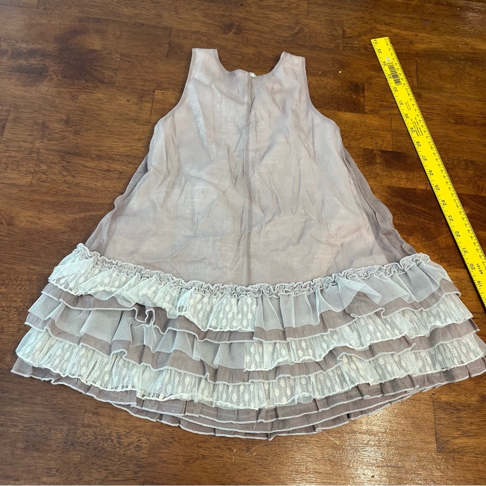 Isobella & Chloe Taupe cream Ruffle Dress tulle floral size 3T - Picture 3 of 4